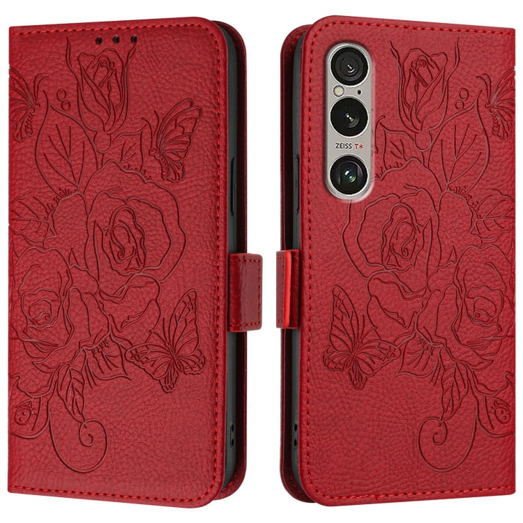 For Sony Xperia 1 VI Embossed Rose RFID Anti-theft Leather Phone Case