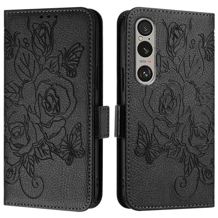 For Sony Xperia 1 VI Embossed Rose RFID Anti-theft Leather Phone Case