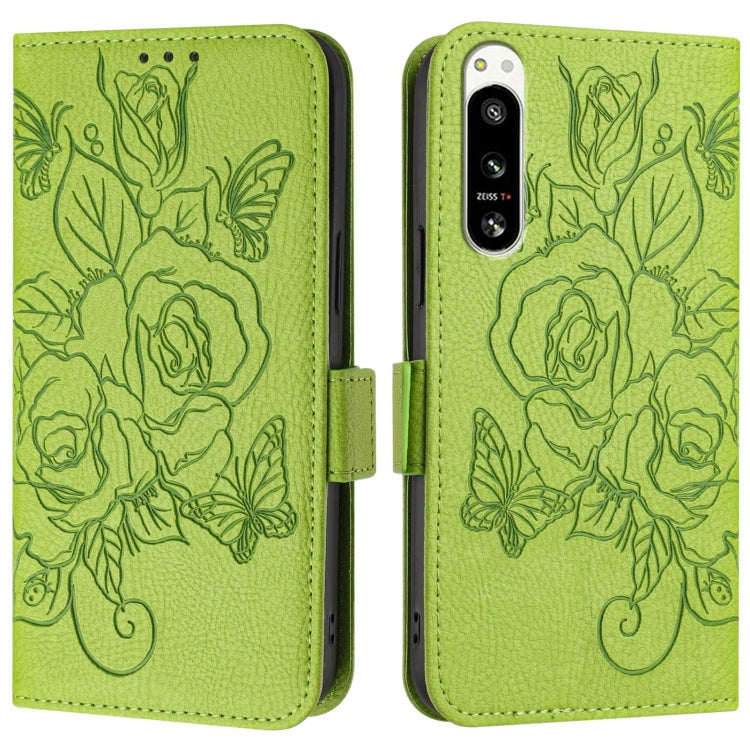 For Sony Xperia 5 IV Embossed Rose RFID Anti-theft Leather Phone Case
