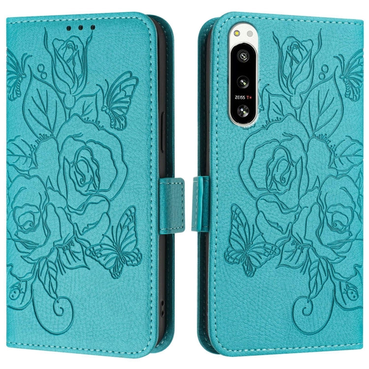 For Sony Xperia 5 IV Embossed Rose RFID Anti-theft Leather Phone Case