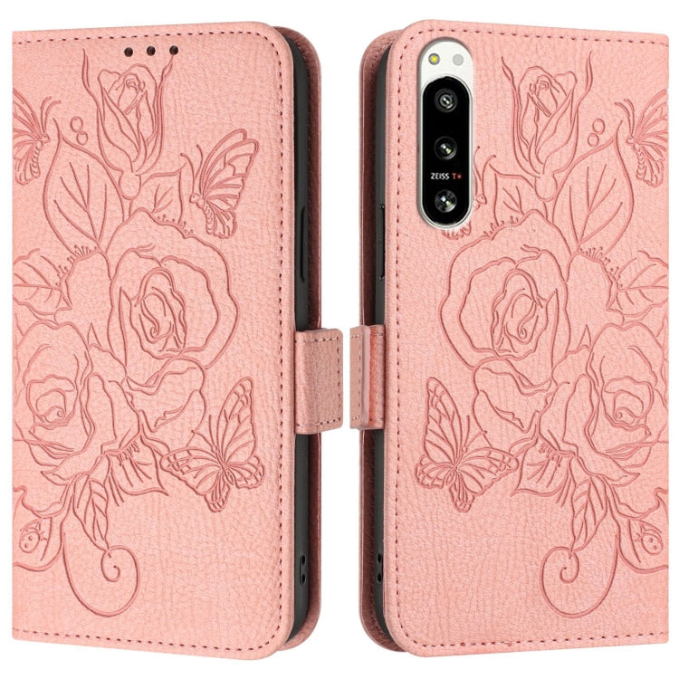 For Sony Xperia 5 IV Embossed Rose RFID Anti-theft Leather Phone Case