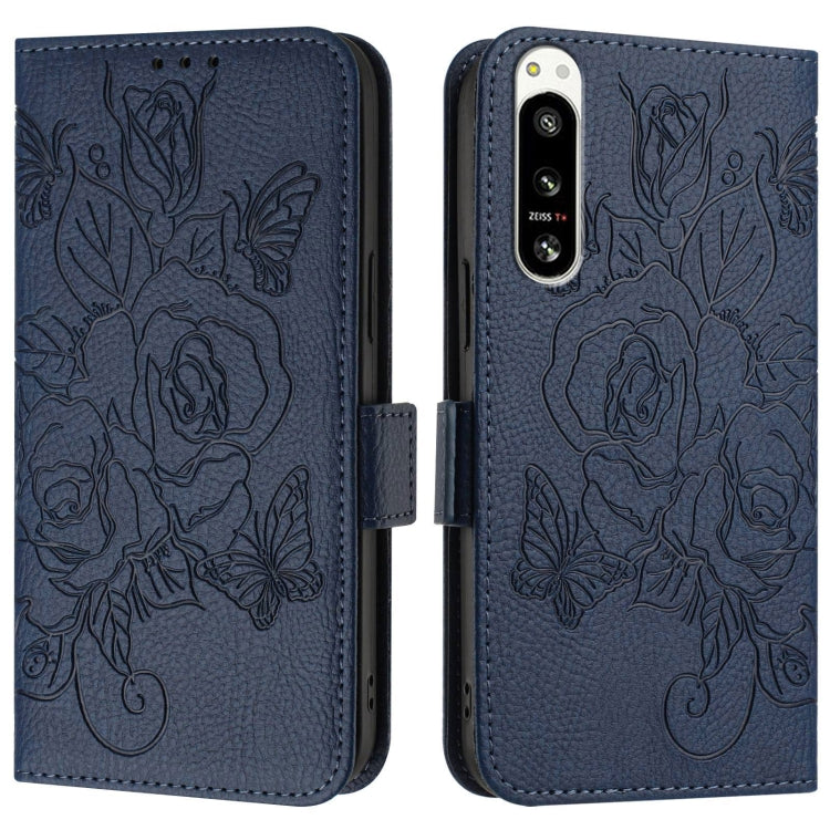 For Sony Xperia 5 IV Embossed Rose RFID Anti-theft Leather Phone Case