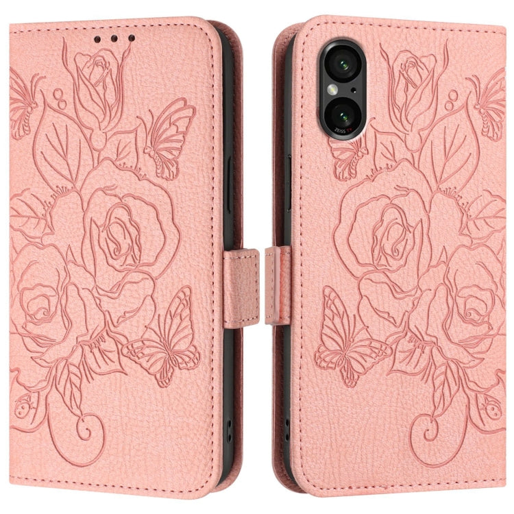 For Sony Xperia 5 VI Embossed Rose RFID Anti-theft Leather Phone Case