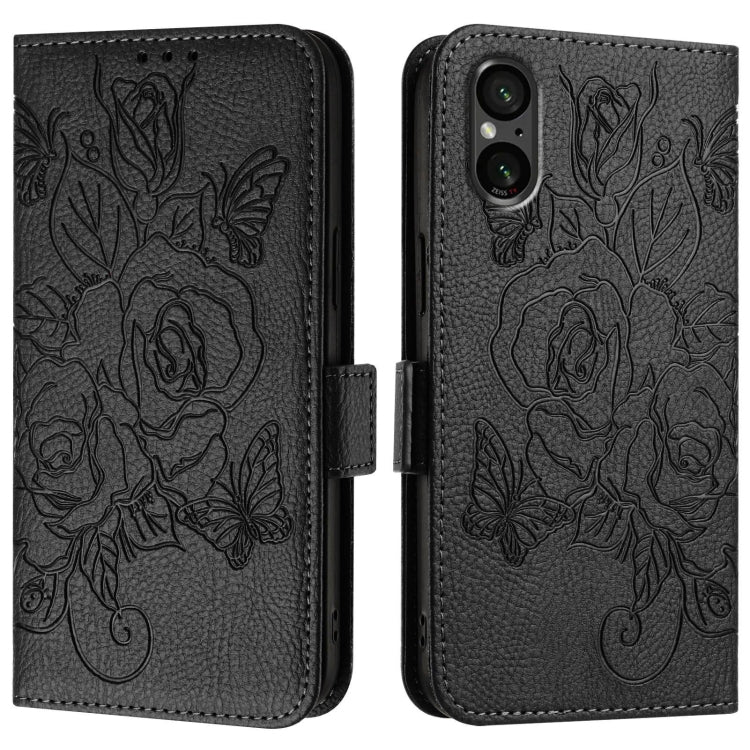 For Sony Xperia 5 VI Embossed Rose RFID Anti-theft Leather Phone Case