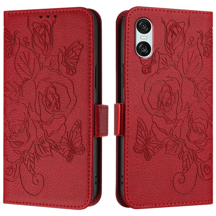 For Sony Xperia 10 VI Embossed Rose RFID Anti-theft Leather Phone Case
