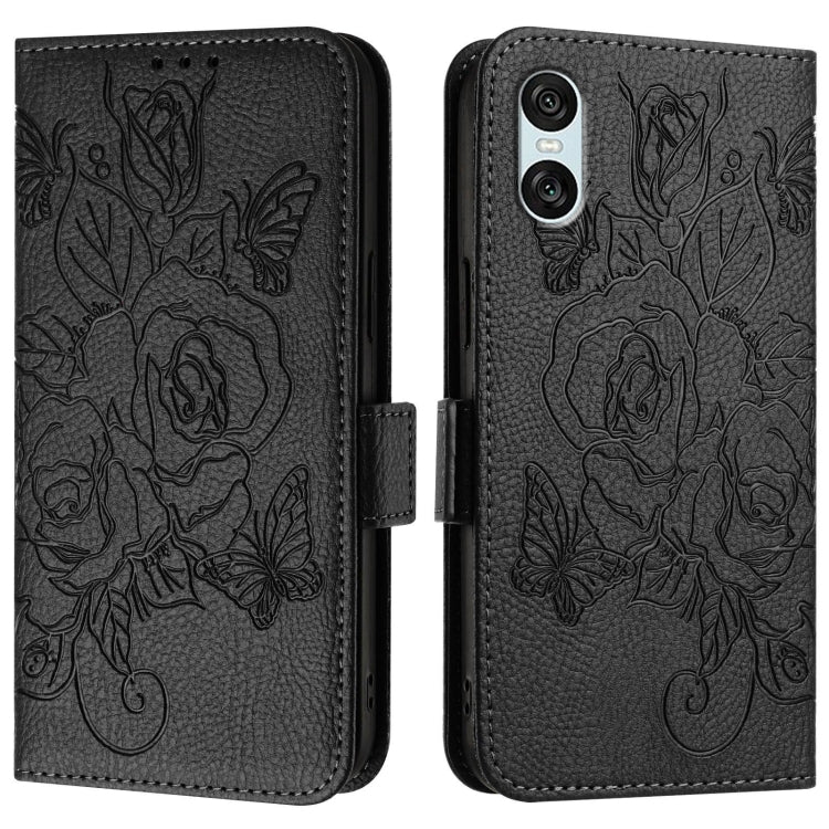 For Sony Xperia 10 VI Embossed Rose RFID Anti-theft Leather Phone Case