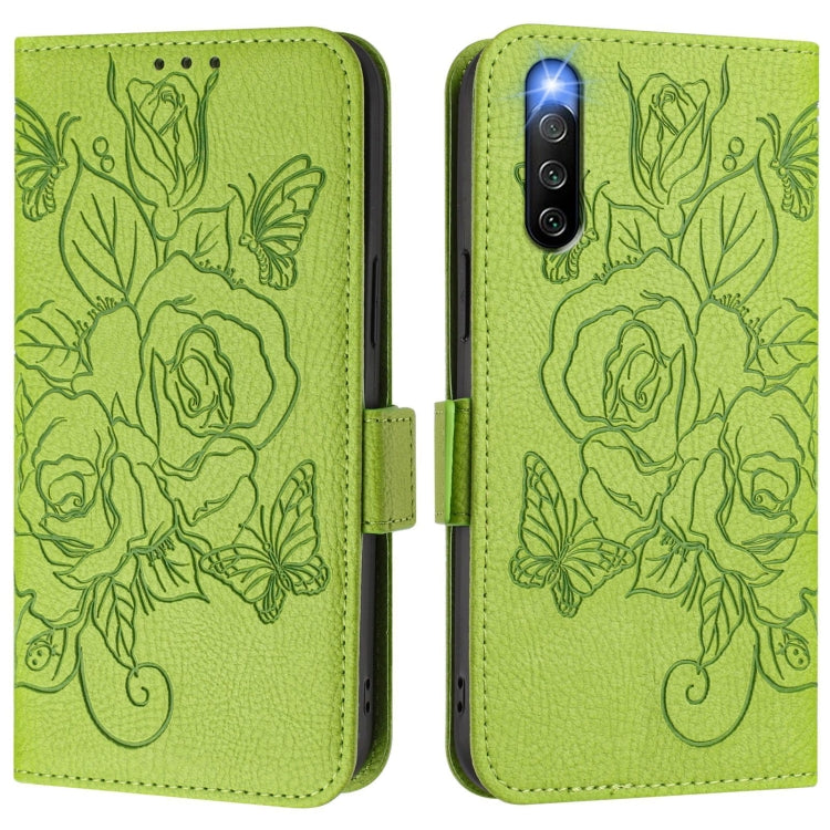 For Sony Xperia 10 IV Embossed Rose RFID Anti-theft Leather Phone Case