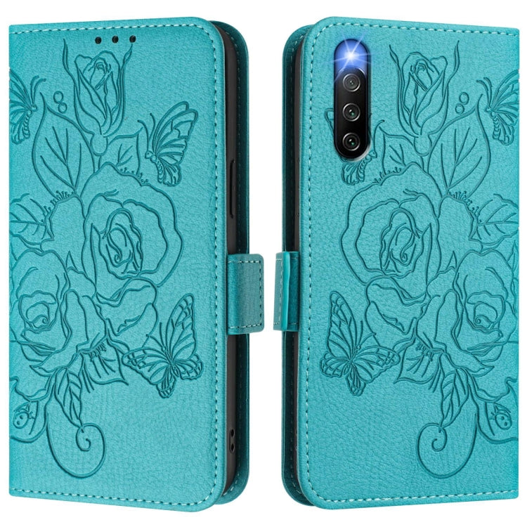 For Sony Xperia 10 IV Embossed Rose RFID Anti-theft Leather Phone Case