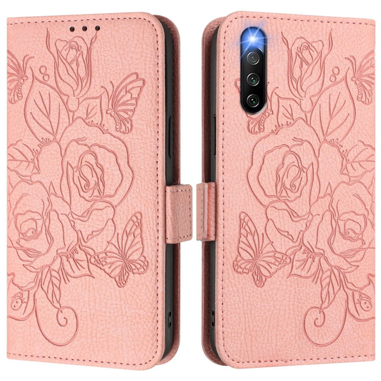 For Sony Xperia 10 IV Embossed Rose RFID Anti-theft Leather Phone Case