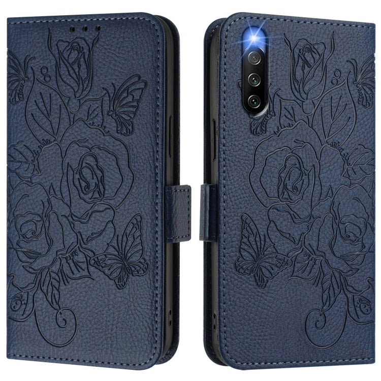 For Sony Xperia 10 IV Embossed Rose RFID Anti-theft Leather Phone Case