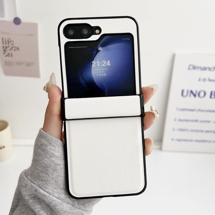 For Samsung Galaxy Z Flip6 / Flip7 FE Three-piece Set Morandi Solid Color Leather Texture Phone Case