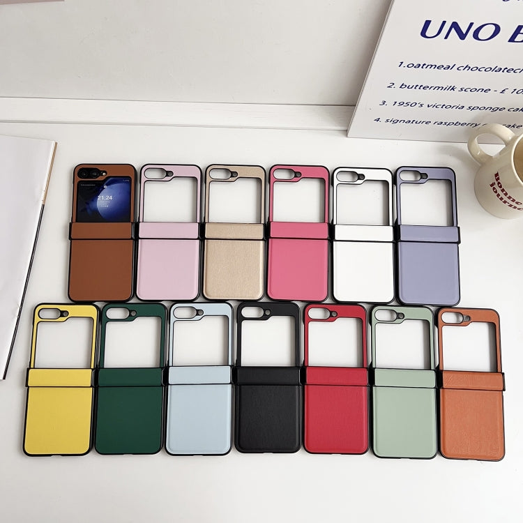For Samsung Galaxy Z Flip6 / Flip7 FE Three-piece Set Morandi Solid Color Leather Texture Phone Case