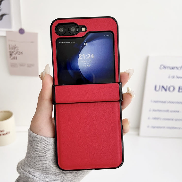 For Samsung Galaxy Z Flip6 / Flip7 FE Three-piece Set Morandi Solid Color Leather Texture Phone Case