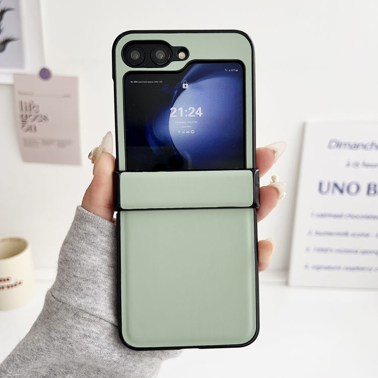 For Samsung Galaxy Z Flip6 / Flip7 FE Three-piece Set Morandi Solid Color Leather Texture Phone Case