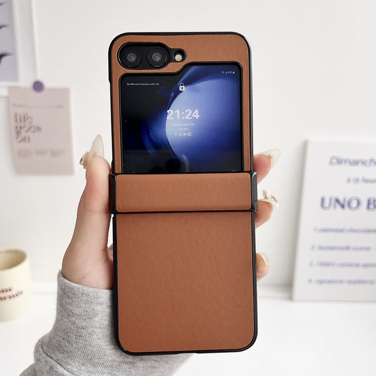 For Samsung Galaxy Z Flip6 / Flip7 FE Three-piece Set Morandi Solid Color Leather Texture Phone Case