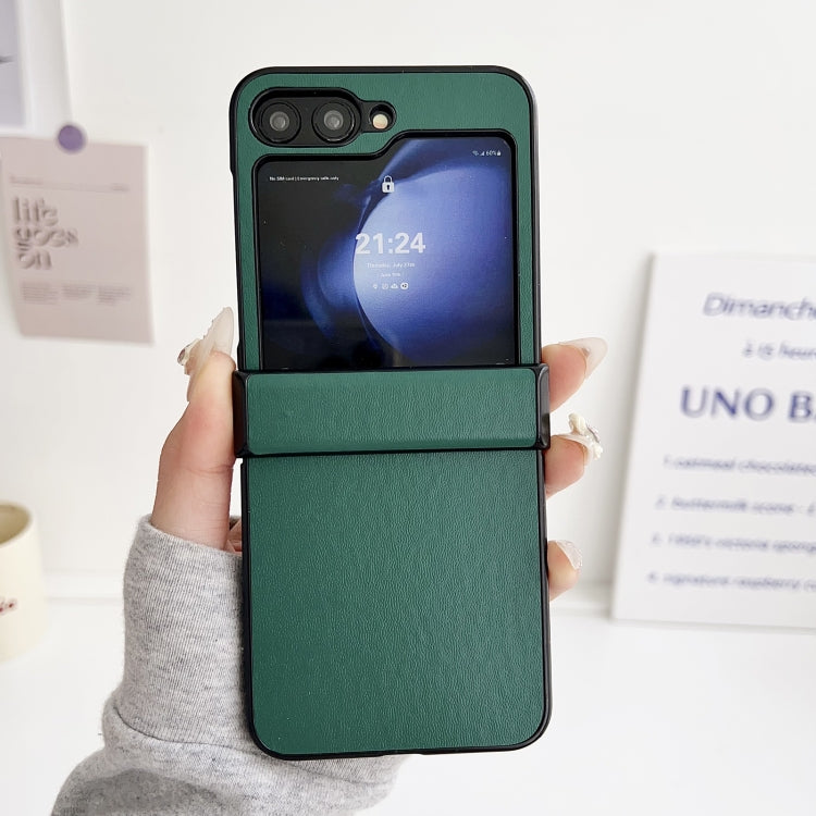 For Samsung Galaxy Z Flip6 / Flip7 FE Three-piece Set Morandi Solid Color Leather Texture Phone Case