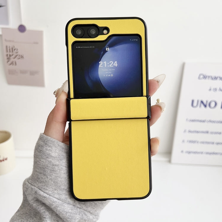 For Samsung Galaxy Z Flip6 / Flip7 FE Three-piece Set Morandi Solid Color Leather Texture Phone Case