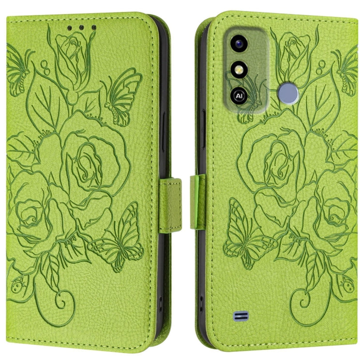 For ZTE Blade A53 Embossed Rose RFID Anti-theft Leather Phone Case