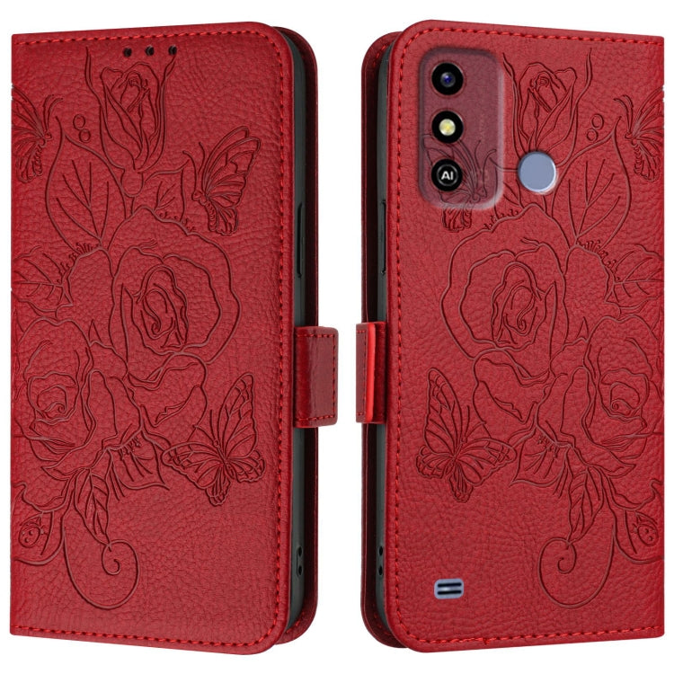 For ZTE Blade A53 Embossed Rose RFID Anti-theft Leather Phone Case