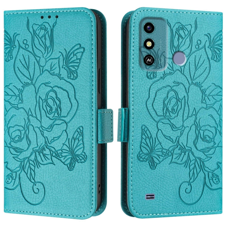 For ZTE Blade A53 Embossed Rose RFID Anti-theft Leather Phone Case