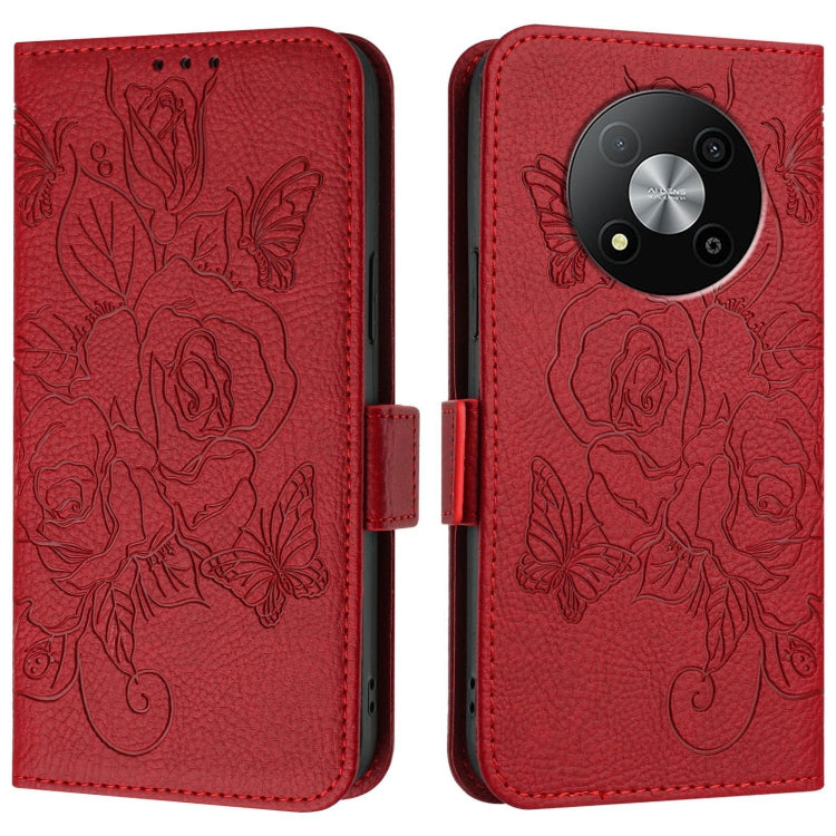 For ZTE Blade A73 5G Embossed Rose RFID Anti-theft Leather Phone Case