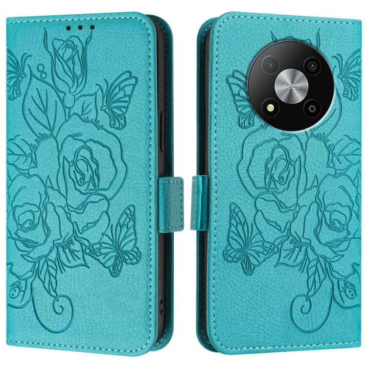 For ZTE Blade A73 5G Embossed Rose RFID Anti-theft Leather Phone Case