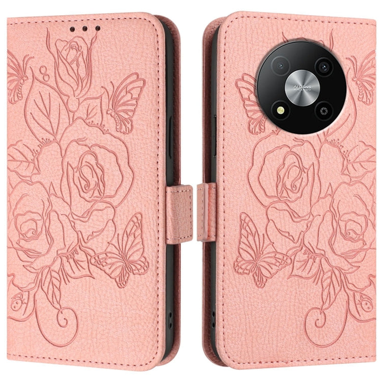 For ZTE Blade A73 5G Embossed Rose RFID Anti-theft Leather Phone Case