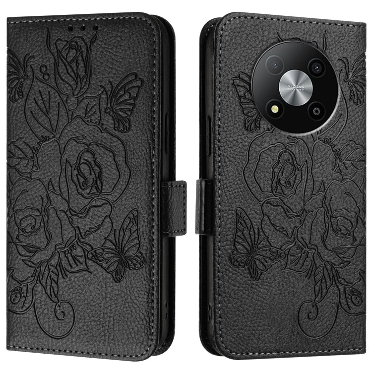 For ZTE Blade A73 5G Embossed Rose RFID Anti-theft Leather Phone Case
