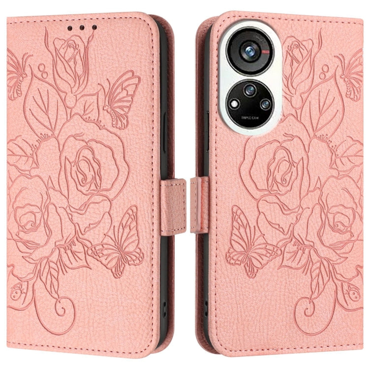 For ZTE Blade V40s Embossed Rose RFID Anti-theft Leather Phone Case