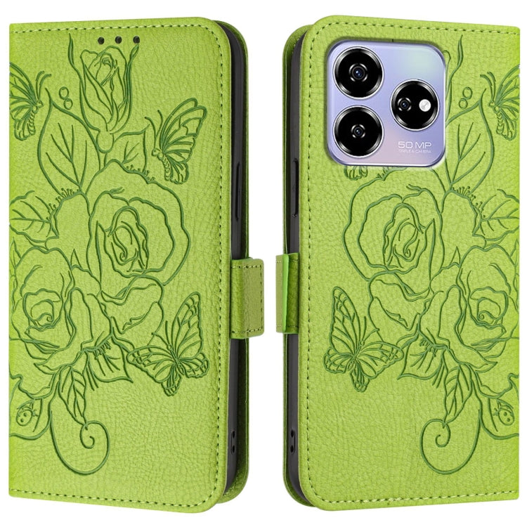 For ZTE Axon 60 4G Embossed Rose RFID Anti-theft Leather Phone Case