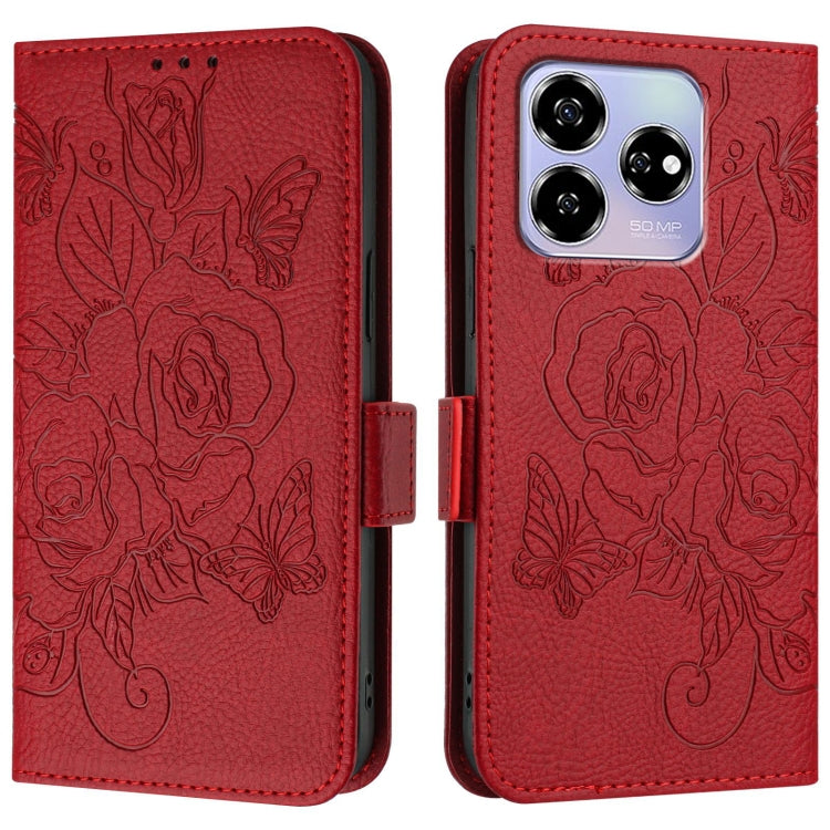 For ZTE Axon 60 4G Embossed Rose RFID Anti-theft Leather Phone Case