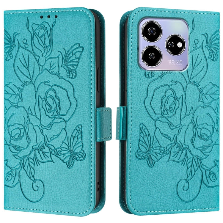 For ZTE Axon 60 4G Embossed Rose RFID Anti-theft Leather Phone Case