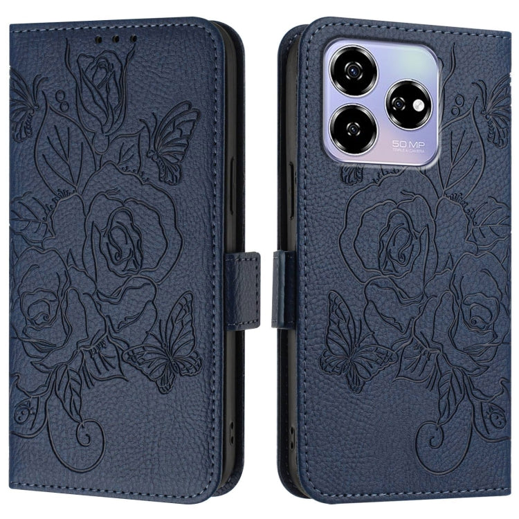 For ZTE Axon 60 4G Embossed Rose RFID Anti-theft Leather Phone Case