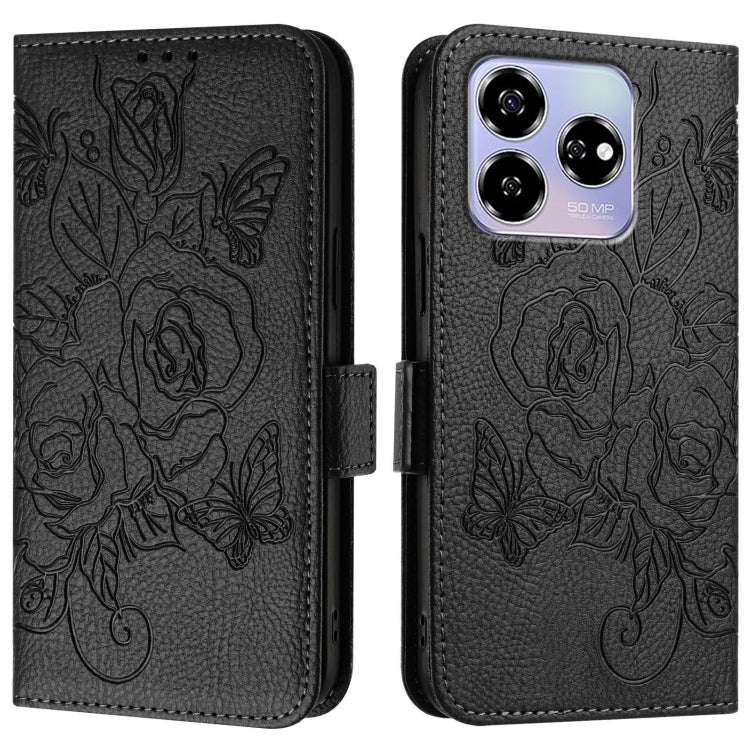 For ZTE Axon 60 4G Embossed Rose RFID Anti-theft Leather Phone Case