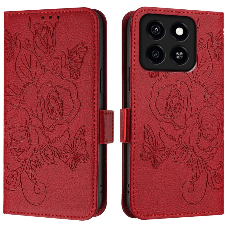 For ZTE Blade A35 / A55 Embossed Rose RFID Anti-theft Leather Phone Case