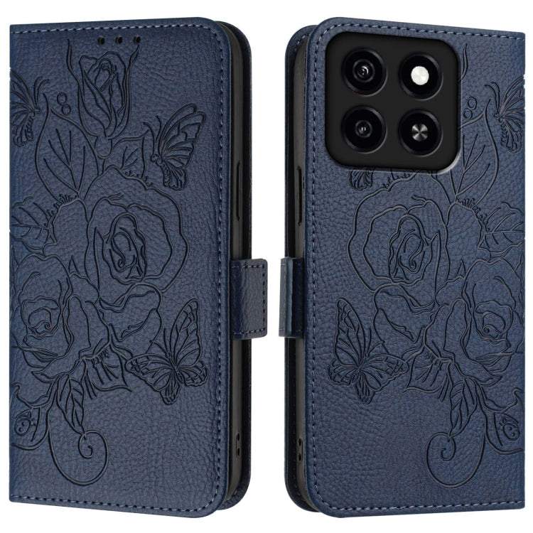 For ZTE Blade A35 / A55 Embossed Rose RFID Anti-theft Leather Phone Case