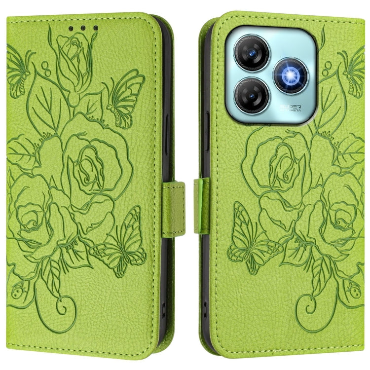 For ZTE Blade A75 4G Embossed Rose RFID Anti-theft Leather Phone Case