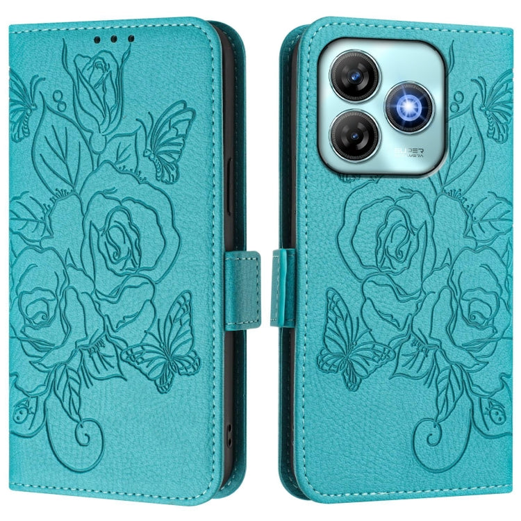 For ZTE Blade A75 4G Embossed Rose RFID Anti-theft Leather Phone Case