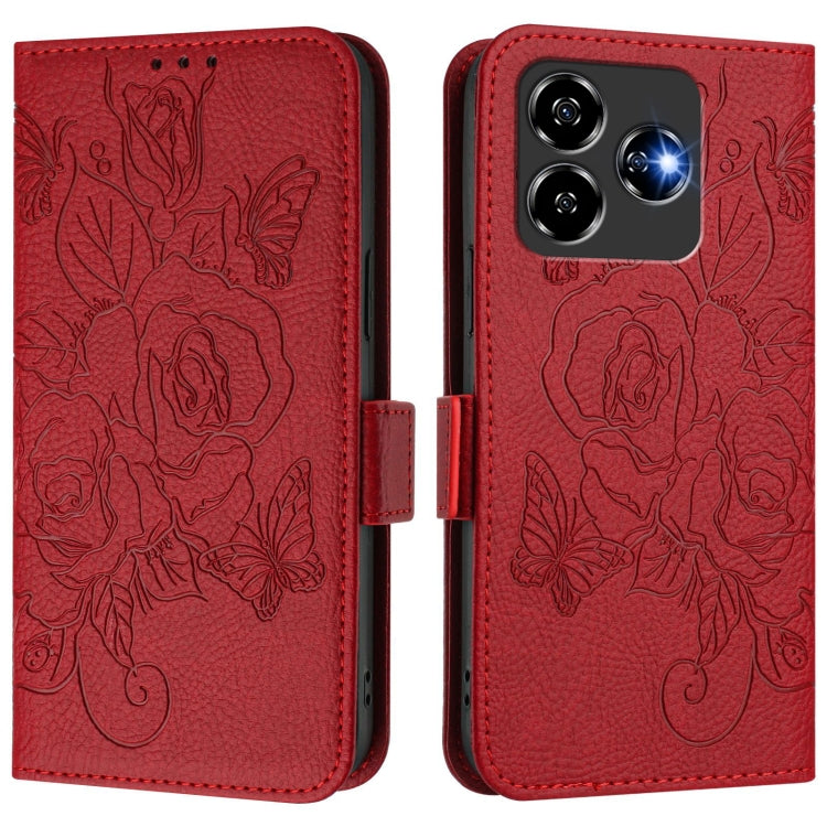 For ZTE Blade V60 Vita / V60 Design Embossed Rose RFID Anti-theft Leather Phone Case