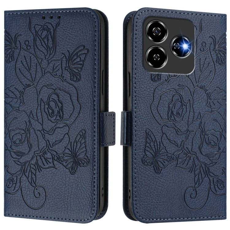 For ZTE Blade V60 Vita / V60 Design Embossed Rose RFID Anti-theft Leather Phone Case