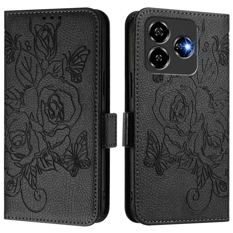 For ZTE Blade V60 Vita / V60 Design Embossed Rose RFID Anti-theft Leather Phone Case