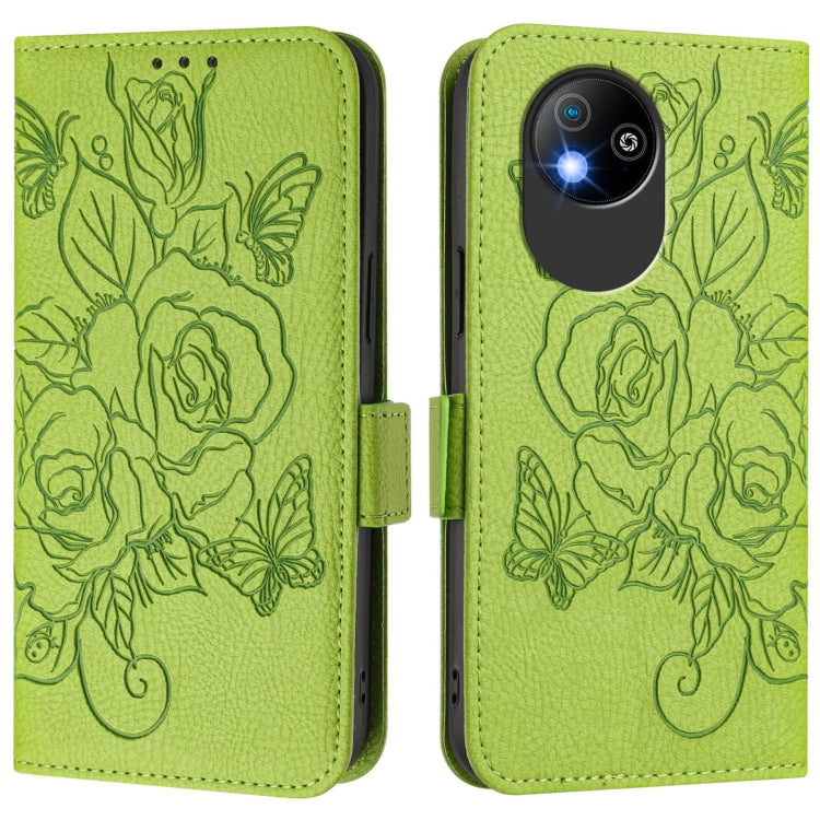 For ZTE Blade A35 Lite Embossed Rose RFID Anti-theft Leather Phone Case