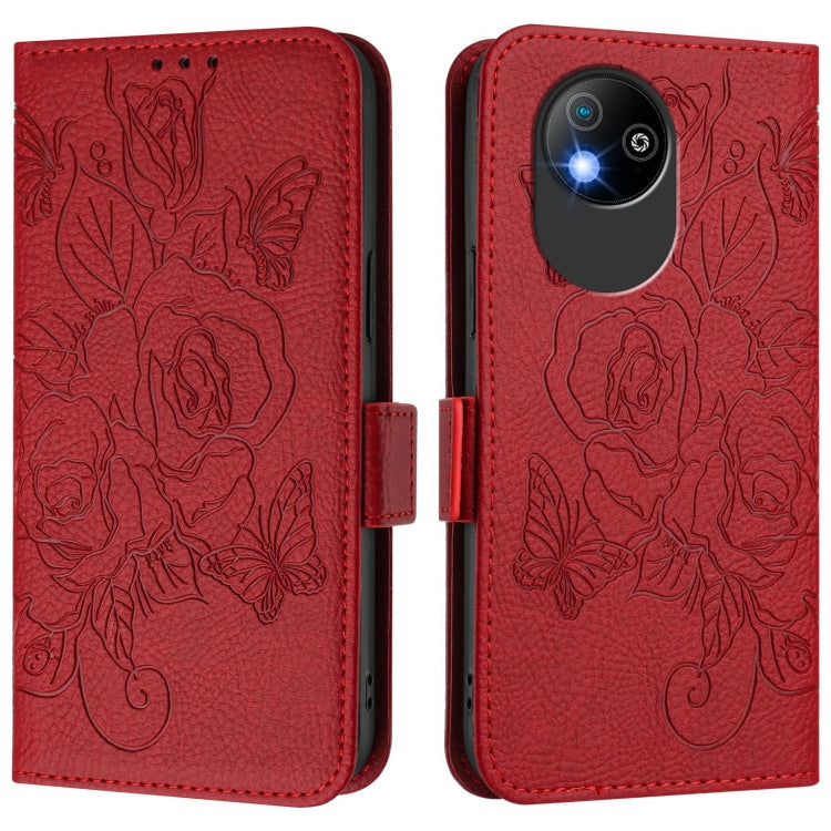 For ZTE Blade A35 Lite Embossed Rose RFID Anti-theft Leather Phone Case