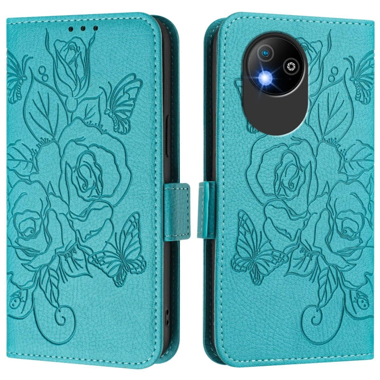 For ZTE Blade A35 Lite Embossed Rose RFID Anti-theft Leather Phone Case