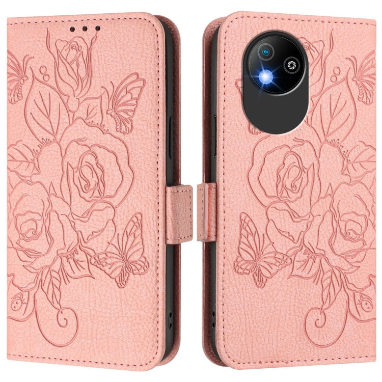 For ZTE Blade A35 Lite Embossed Rose RFID Anti-theft Leather Phone Case