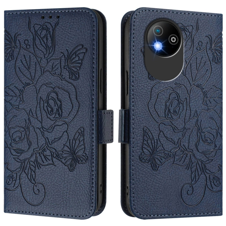 For ZTE Blade A35 Lite Embossed Rose RFID Anti-theft Leather Phone Case