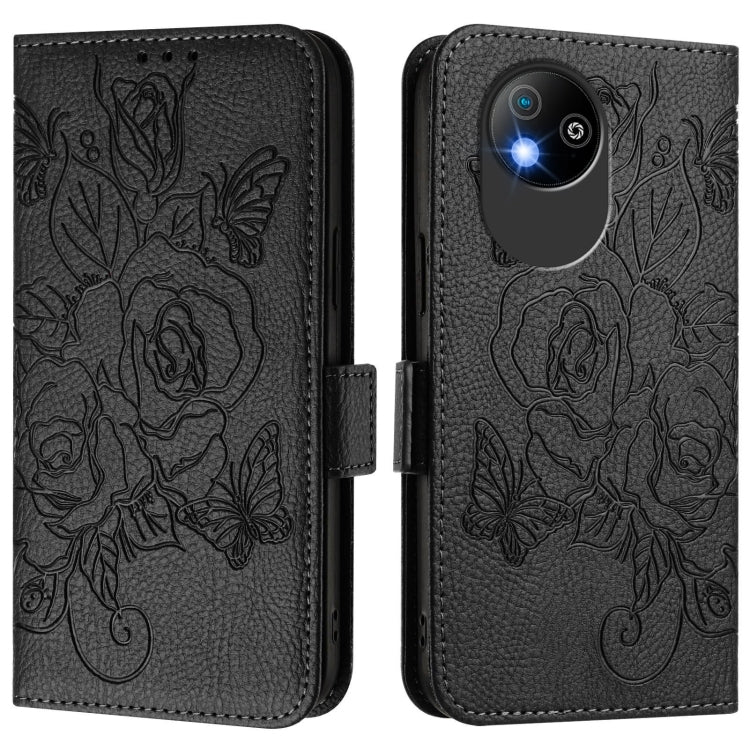 For ZTE Blade A35 Lite Embossed Rose RFID Anti-theft Leather Phone Case