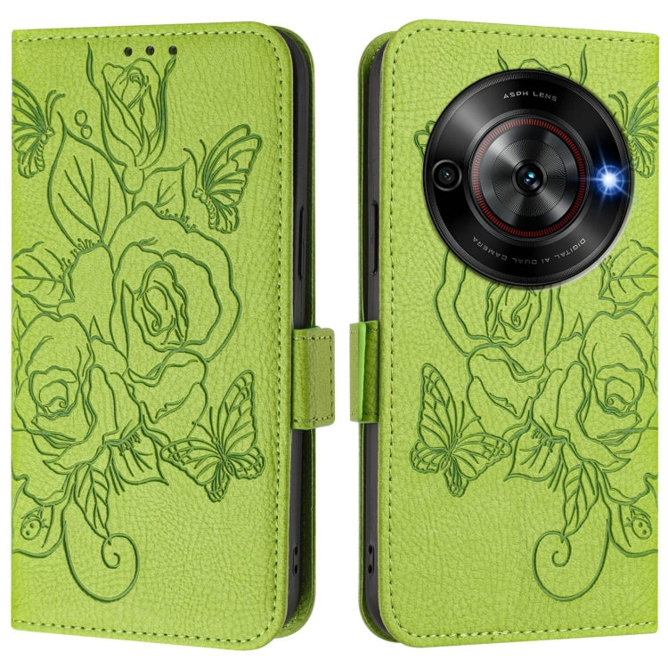 For ZTE Blade A75 5G Embossed Rose RFID Anti-theft Leather Phone Case