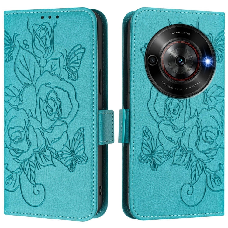 For ZTE Blade A75 5G Embossed Rose RFID Anti-theft Leather Phone Case