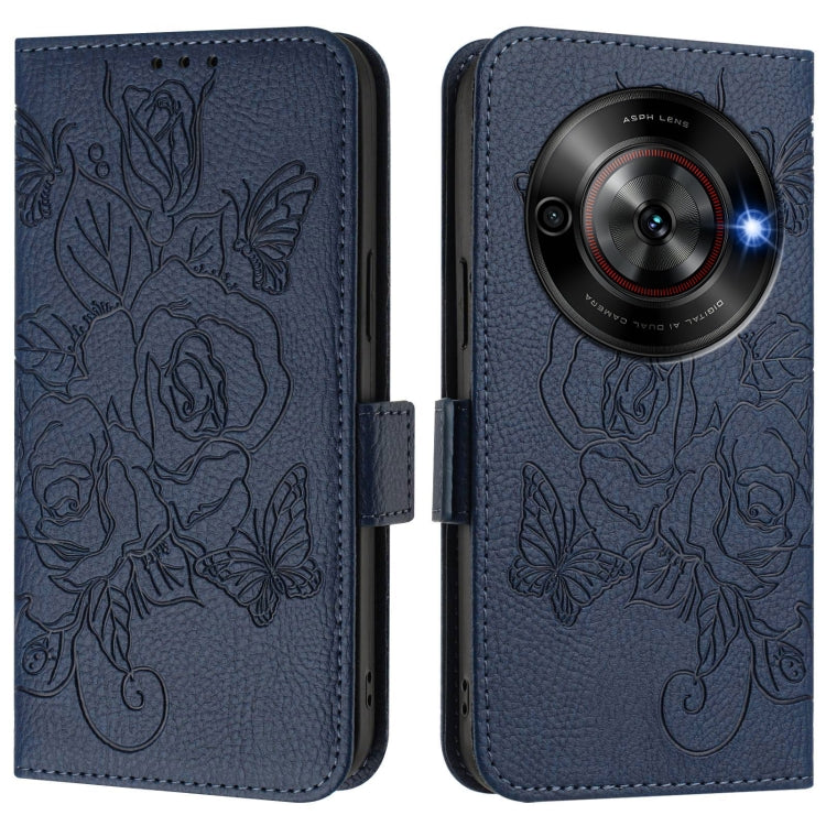 For ZTE Blade A75 5G Embossed Rose RFID Anti-theft Leather Phone Case